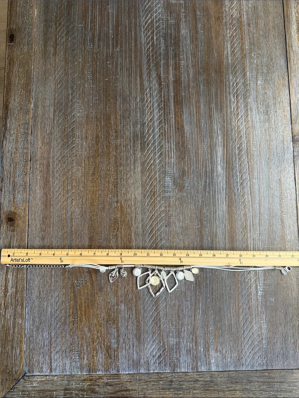 Chico's Silver and Cream Multi-Dangle Statement Necklace 16